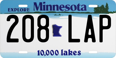 MN license plate 208LAP