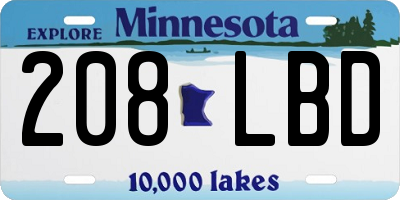 MN license plate 208LBD