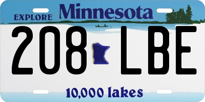 MN license plate 208LBE
