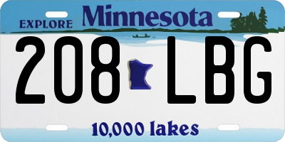 MN license plate 208LBG