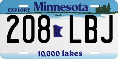 MN license plate 208LBJ