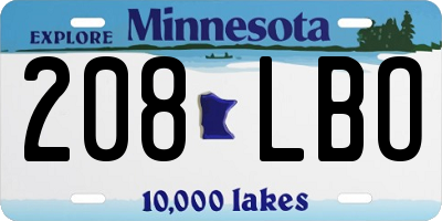MN license plate 208LBO