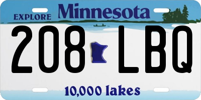 MN license plate 208LBQ