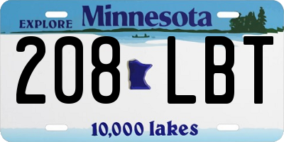 MN license plate 208LBT
