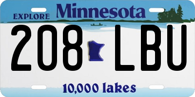 MN license plate 208LBU