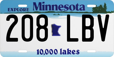 MN license plate 208LBV
