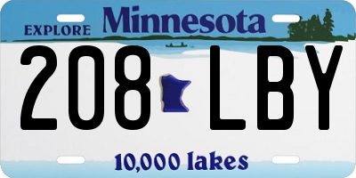 MN license plate 208LBY