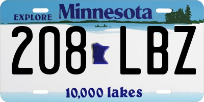 MN license plate 208LBZ