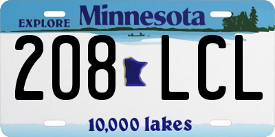MN license plate 208LCL