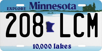 MN license plate 208LCM