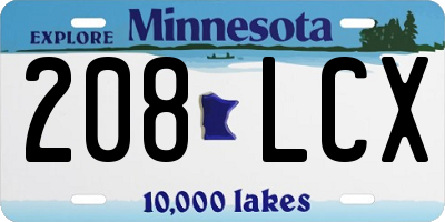 MN license plate 208LCX