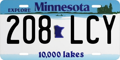 MN license plate 208LCY