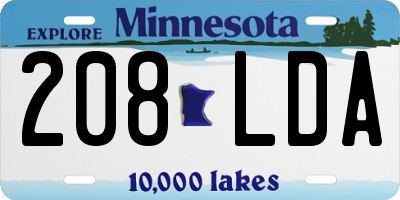 MN license plate 208LDA