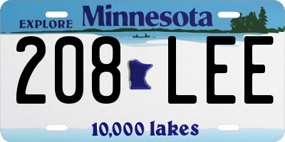 MN license plate 208LEE