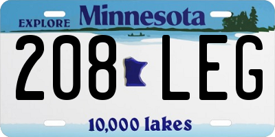 MN license plate 208LEG