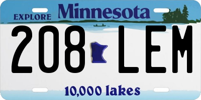 MN license plate 208LEM