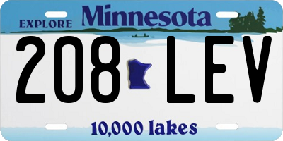 MN license plate 208LEV