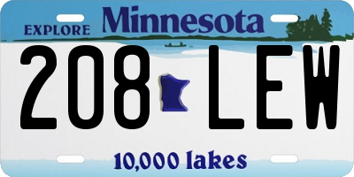 MN license plate 208LEW