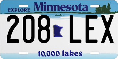 MN license plate 208LEX