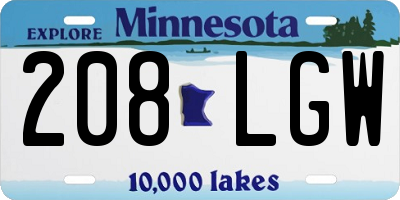 MN license plate 208LGW
