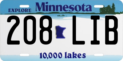 MN license plate 208LIB