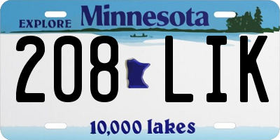 MN license plate 208LIK
