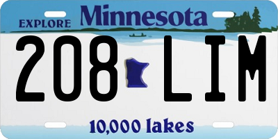 MN license plate 208LIM