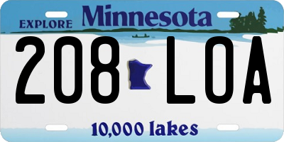 MN license plate 208LOA