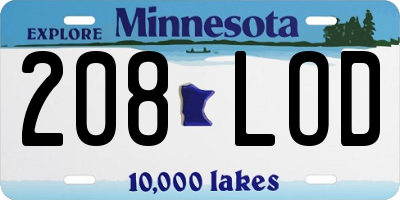 MN license plate 208LOD