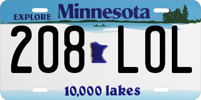 MN license plate 208LOL