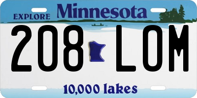 MN license plate 208LOM
