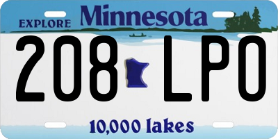 MN license plate 208LPO