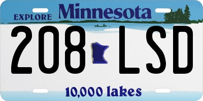 MN license plate 208LSD