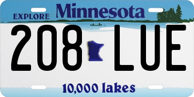 MN license plate 208LUE