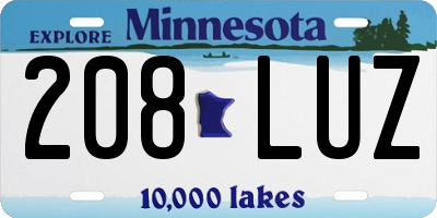 MN license plate 208LUZ