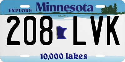 MN license plate 208LVK
