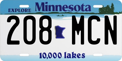 MN license plate 208MCN