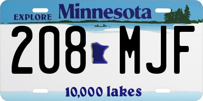 MN license plate 208MJF