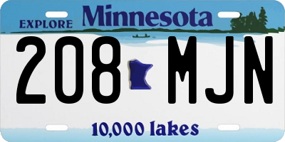 MN license plate 208MJN
