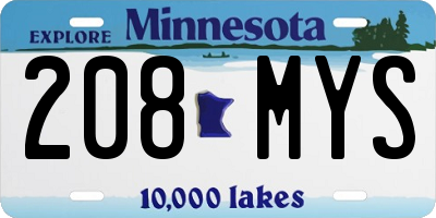 MN license plate 208MYS