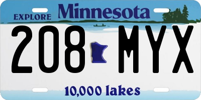 MN license plate 208MYX