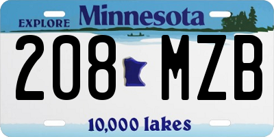 MN license plate 208MZB