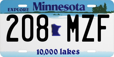 MN license plate 208MZF
