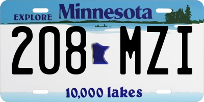 MN license plate 208MZI