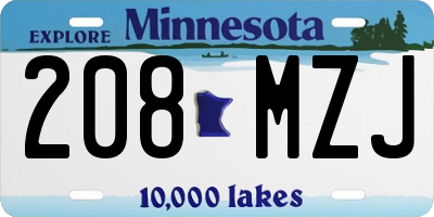 MN license plate 208MZJ