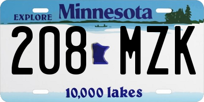 MN license plate 208MZK
