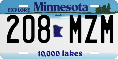 MN license plate 208MZM