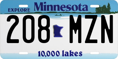 MN license plate 208MZN