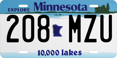 MN license plate 208MZU