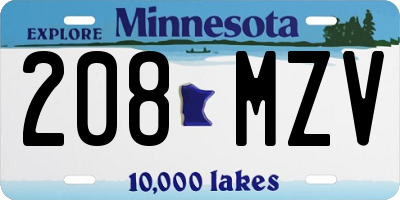 MN license plate 208MZV